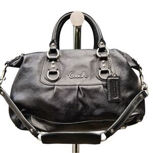 Coach Ashley Black Leather Satchel Style F15445 Purse